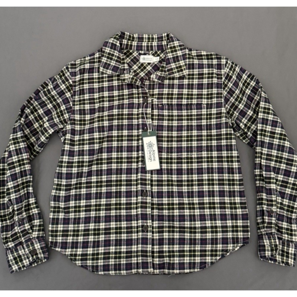 Alpine Design Flannel Shirt Women's Size XS Blue Long Sleeve Hike Midweight NEW!